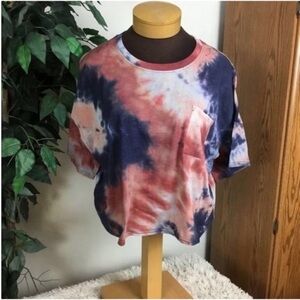 SO cropped short sleeve pocket tee Woman’s Juniors XXL pink navy red